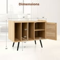 thumbnail image 3 of Gymax Record Player Stand w/ Charging Station & Rattan Cabinet Adjustable Shelf, 3 of 10