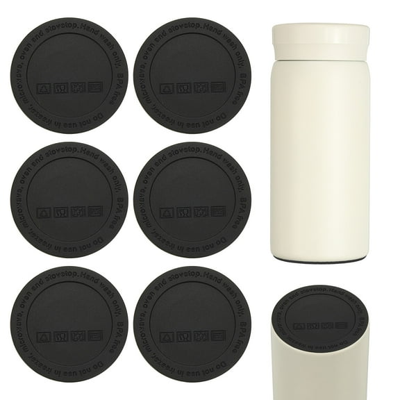 Uxcell 6 Pcs Silicone Bottoms for Sublimation Tumblers, 2" Tumbler Silicone Protective Anti-Slip Silicone Bottoms with Adhesive for Wine Tumbler Skinny Straight Tumblers, Black