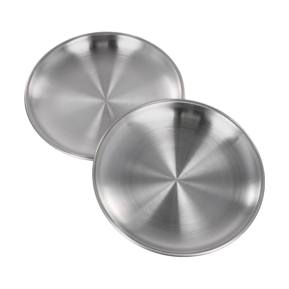 2pcs Stainless Steel Camping Plate Round Tableware for Camping Kitchen Party