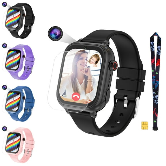 Eurhowing GPS SmartWatch, 4G Kids Phone Watch with SIM Card, Real-Time Location, SOS, 2 Way Video Call, Voice Chat, HD Touch Screen Camera, Gifts for Boys Girls Age 3-12 (Black)