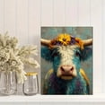 thumbnail image 2 of Whimsical Highland Cow Canvas Art, Rustic Farmhouse Decor, Funny Cow Bathroom Wall Art, 2 of 8