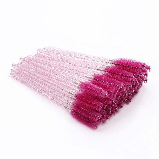 Cepillo de maquillaje de nailon desechable, peine en espiral para cejas, cepillo pequeño para maquillaje de belleza, cepillo para pestañas con varilla de cristal sólido
