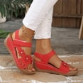 thumbnail image 6 of GERsome Low Wedge Heels Sandals for Women Open Toe Ankle Strap Platform Sandals for Travel Summer Beach, Red Size 8.5, 6 of 9