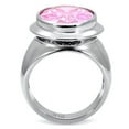 thumbnail image 4 of Silver Womens Ring Rose Pink High polished (no plating) 316L Stainless Steel Ring with AAA Grade CZ in Rose TK118, 4 of 5