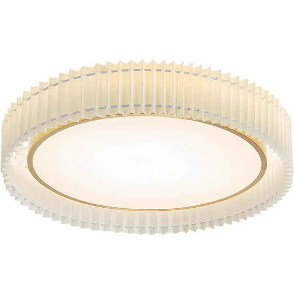 KCO Lighting Modern Fabric Semi Flush Mount Ceiling Light LED White Round Ceiling Light