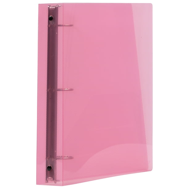 JAM Plastic 1.5 in Binders, 3 Metal Rings, Pink, 1/Pack