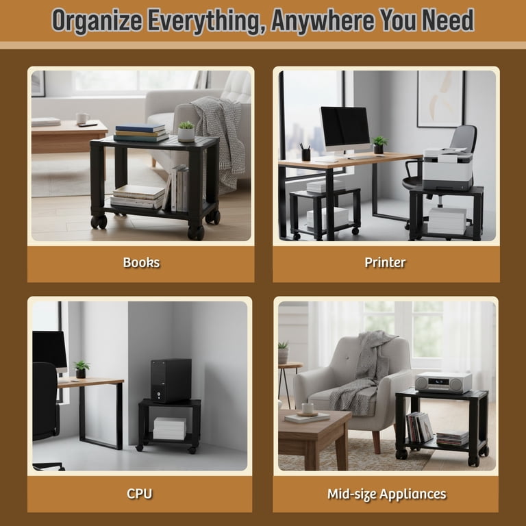 Home-Complete 2-Tier Office Desk Organizer Rolling Cart, Black photo 4