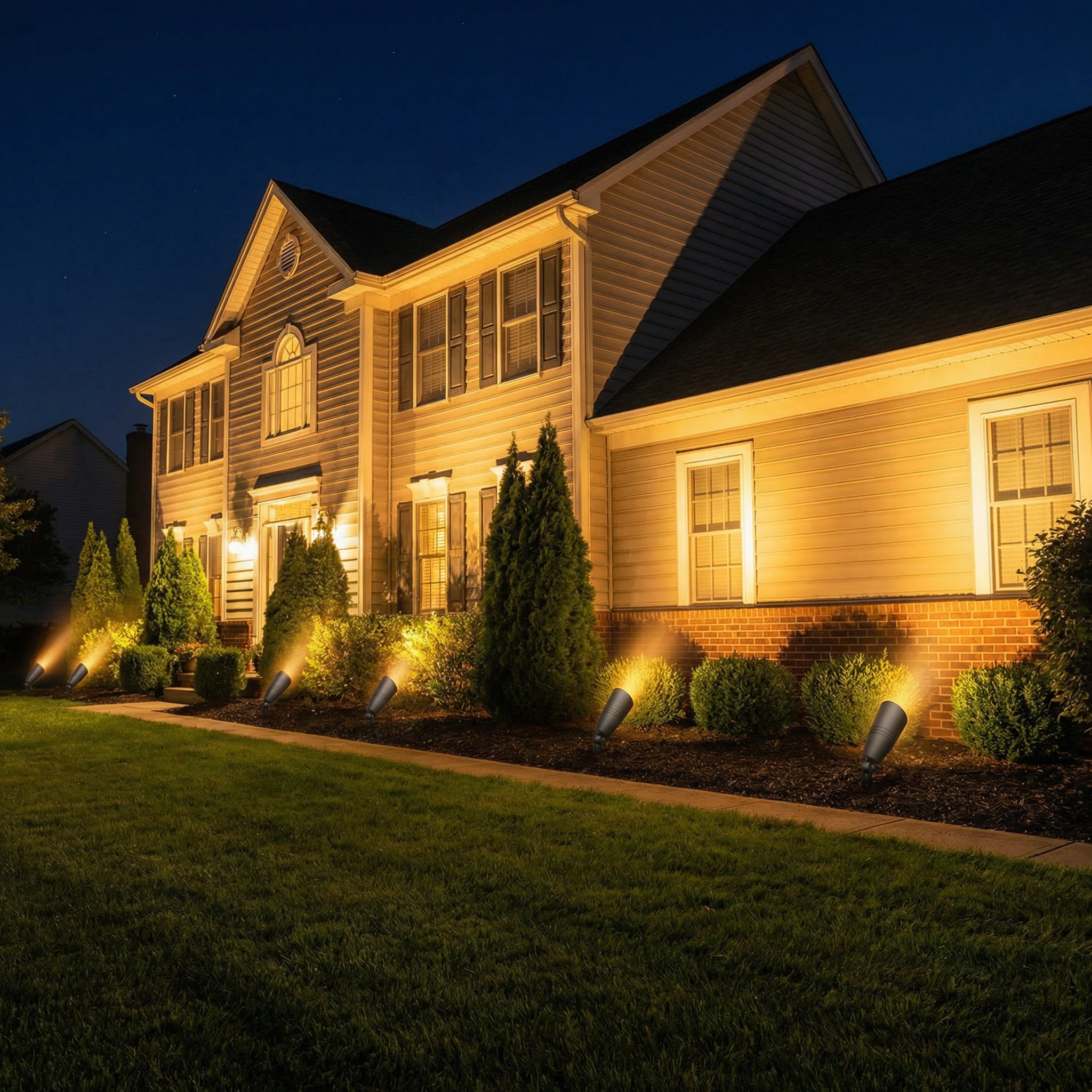 LNC 6W Solid Black LED Outdoor Spotlight 2700K Warm White 490 Lumens for Low Voltage Landscape Lighting of Yard, Lawn, Garden, Patio, Trees & House