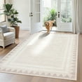 thumbnail image 2 of Garvee 8x10 Geometric Bordered Rug Solid Area Rug with Non Slip Backing, Washable Rug Soft Neutral Floor Mat for Living Room Bedroom Dining Room, Beige, 2 of 6