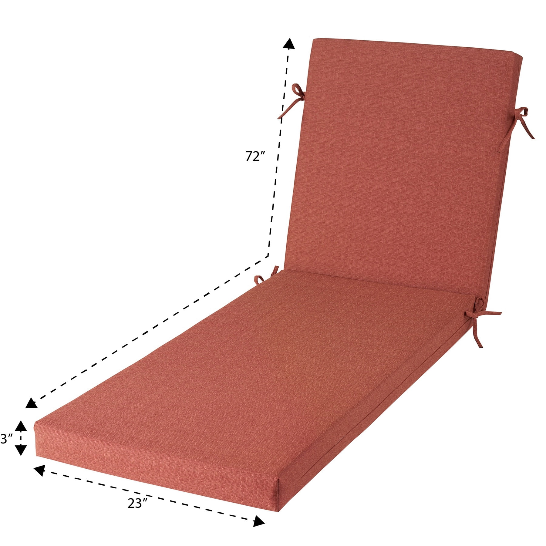 Better Homes & Gardens 72" x 23" Outdoor Chaise Lounge Cushion, 1-Piece, Terracotta
