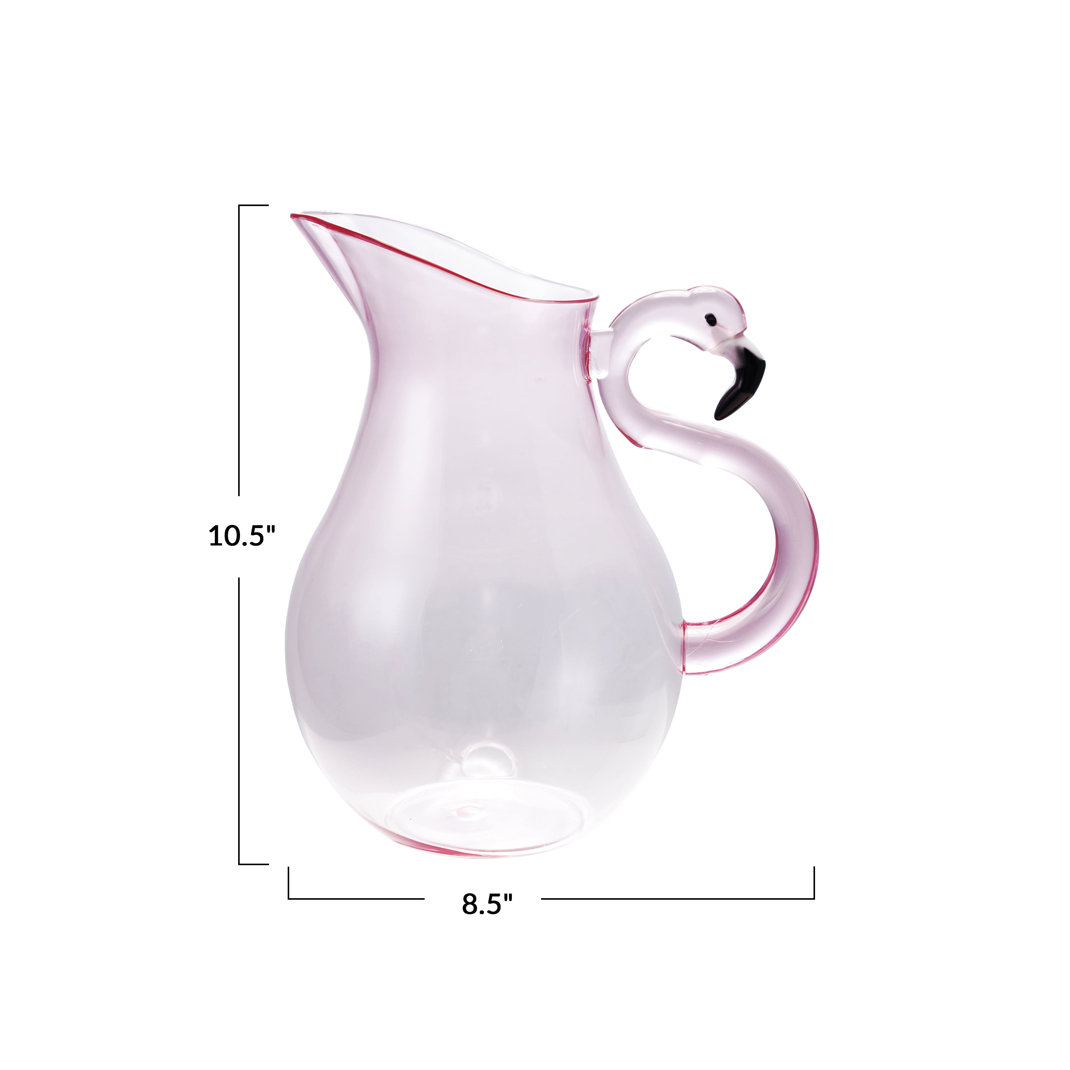 Creative Co-Op 2.5-Quart Acrylic Pitcher with Flamingo Handle, Pink