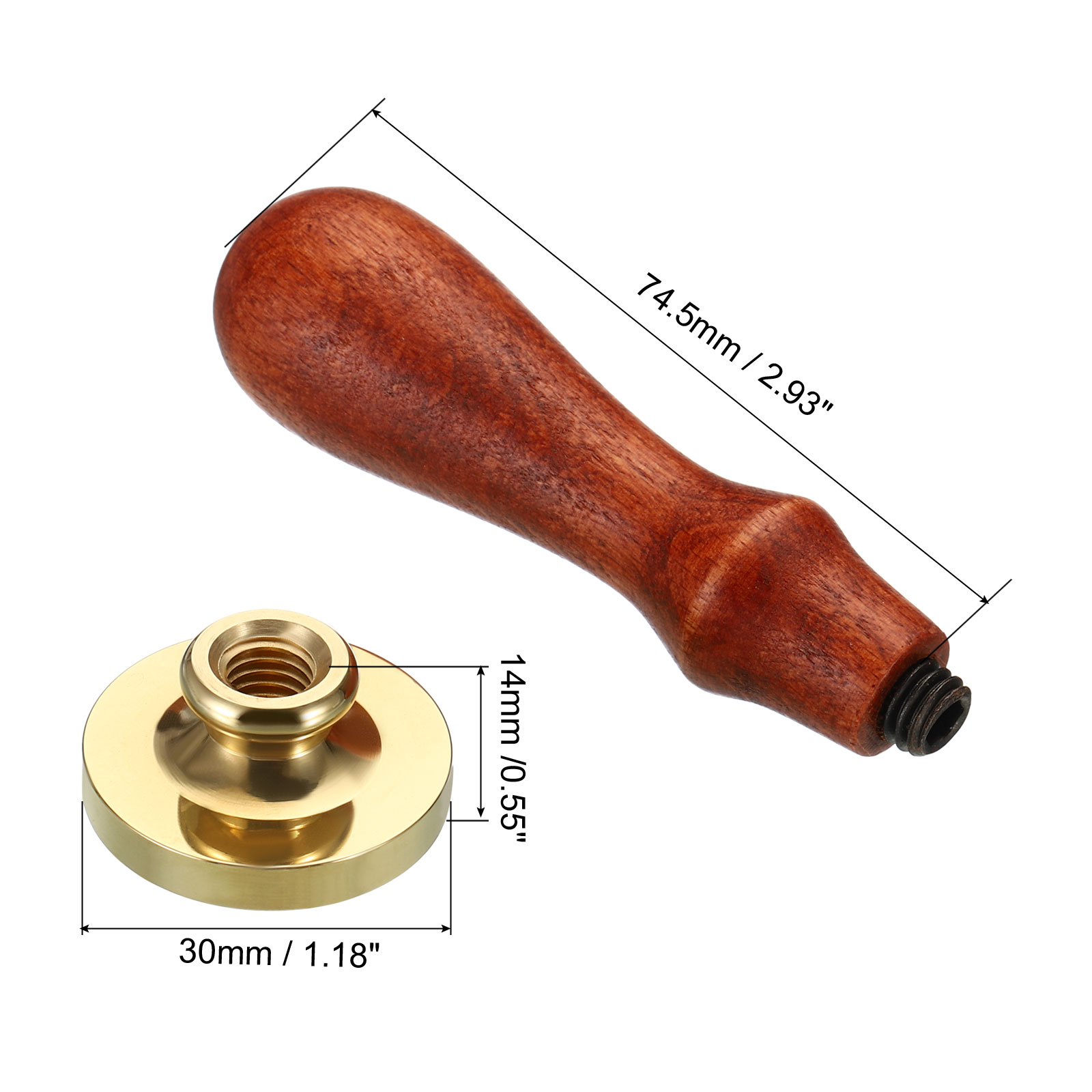 Unique Bargains Round Blank Wax Seal Stamp with Removable Brass Head 1.18"