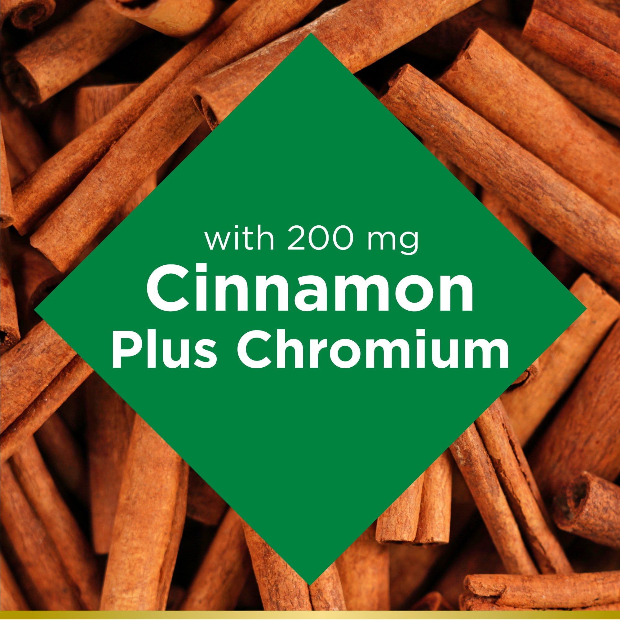 (3 pack) Nature's Bounty Cinnamon 2000mg Plus Chromium Capsules, Blood Sugar Metabolism Support, Herbal Health Supplement, 60 Count