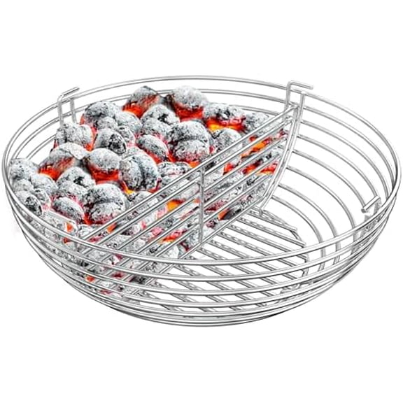 Charcoal Ash Basket, Stainless Steel Charcoal Holder with Removable Divider Compatible with Kamado Joe Classic, Large BGE and Other 18-inch Ceramic Grills$$Garden & Patio