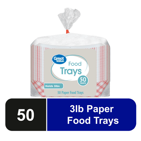 Great Value 3lbs Food Tray, Patterned, 50 Count