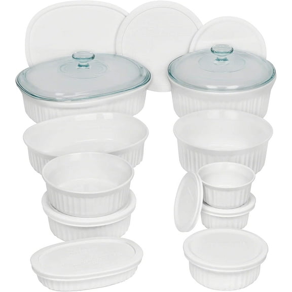 20-Pc Ceramic Bakeware Set with Lids Chip and Crack Resistant Stoneware Baking Supplies, Microwave, Dishwasher, Oven, Freezer and Fridge Safe