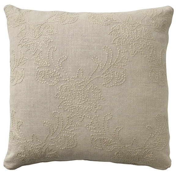 Mina Victory Cover Stitched Floral 20" x 20" Beige Indoor Throw Pillow