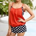 thumbnail image 4 of UPPADA Women's Tankini Sets Two Piece Swimsuit V Neck Sleeveless Straps Swimwear Tummy Control Push Up Bra Bathing Suit Cute Summer Swimdress with Brief Red,XXL, 4 of 7