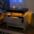 thumbnail image 3 of Table de Chevet LED avec Tiroir, Armoire LED Moderne avec 2 Tiroirs pour Chambre, Gris, 3 of 6