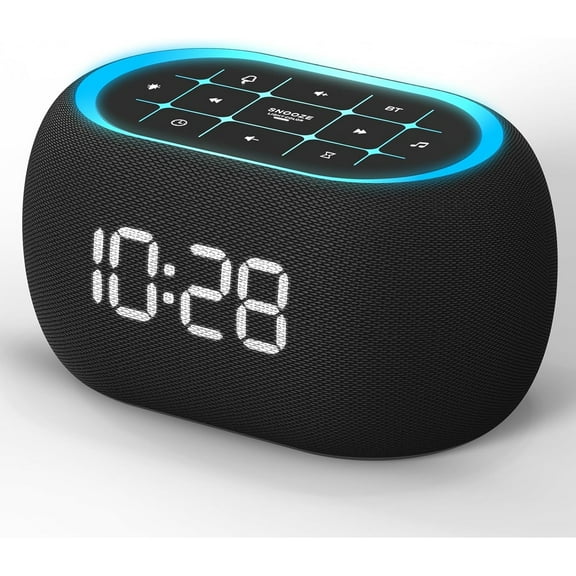Alarm Clock White Noise Sound Machine with Bluetooth Speaker, 21 Soothing Sounds, 7 Night Lights, 0-100% Dimmer/Sleep Timer/Volume Control, Small Design for Kids Adults Sleeping,Bedroom (Black)