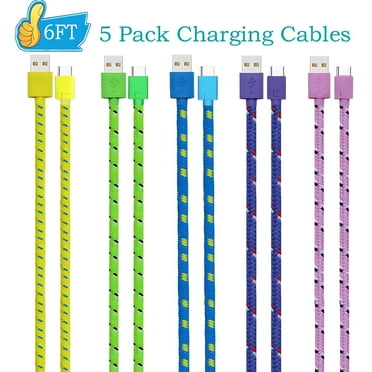 5Pack Usb Cables,Type C Charger Fast Charging Cable Cord 6ft,AlmosTen USB A to USB C Cable Android Phone Chargers Type C for Samsung Galaxy S23 S22 S21 for iPhone 16 15 Pro/Pro Max/Plus,Multi-color