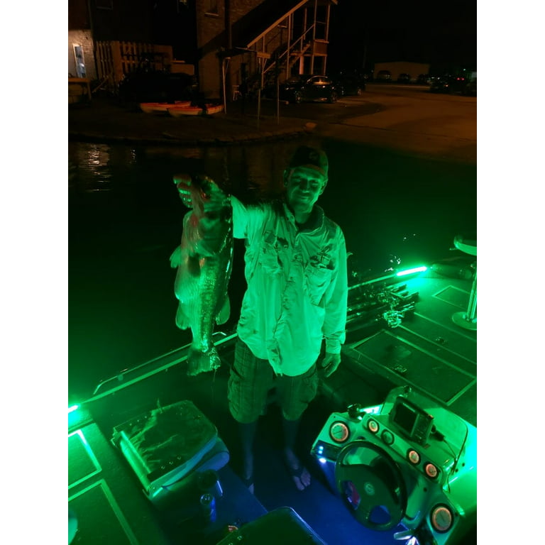  Green Blob Outdoors New Underwater LED Fishing Light 15000  Lumens 12V Battery Powered with Alligator Clips and 30ft Cord Fish Light  Attracting Snook Crappie for Boats, Made in Texas (30ft Cord) 