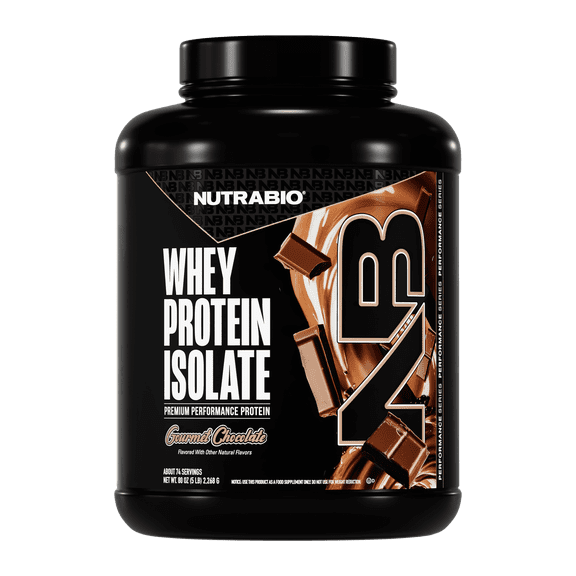 NutraBio Whey Protein Powder Isolate Supplement – 25g of Protein Per Scoop with Complete Amino Acid Profile - Soy and Gluten Free Protein Powder - Zero Fillers and Non-GMO Gourmet Chocolate - 5 Lbs.