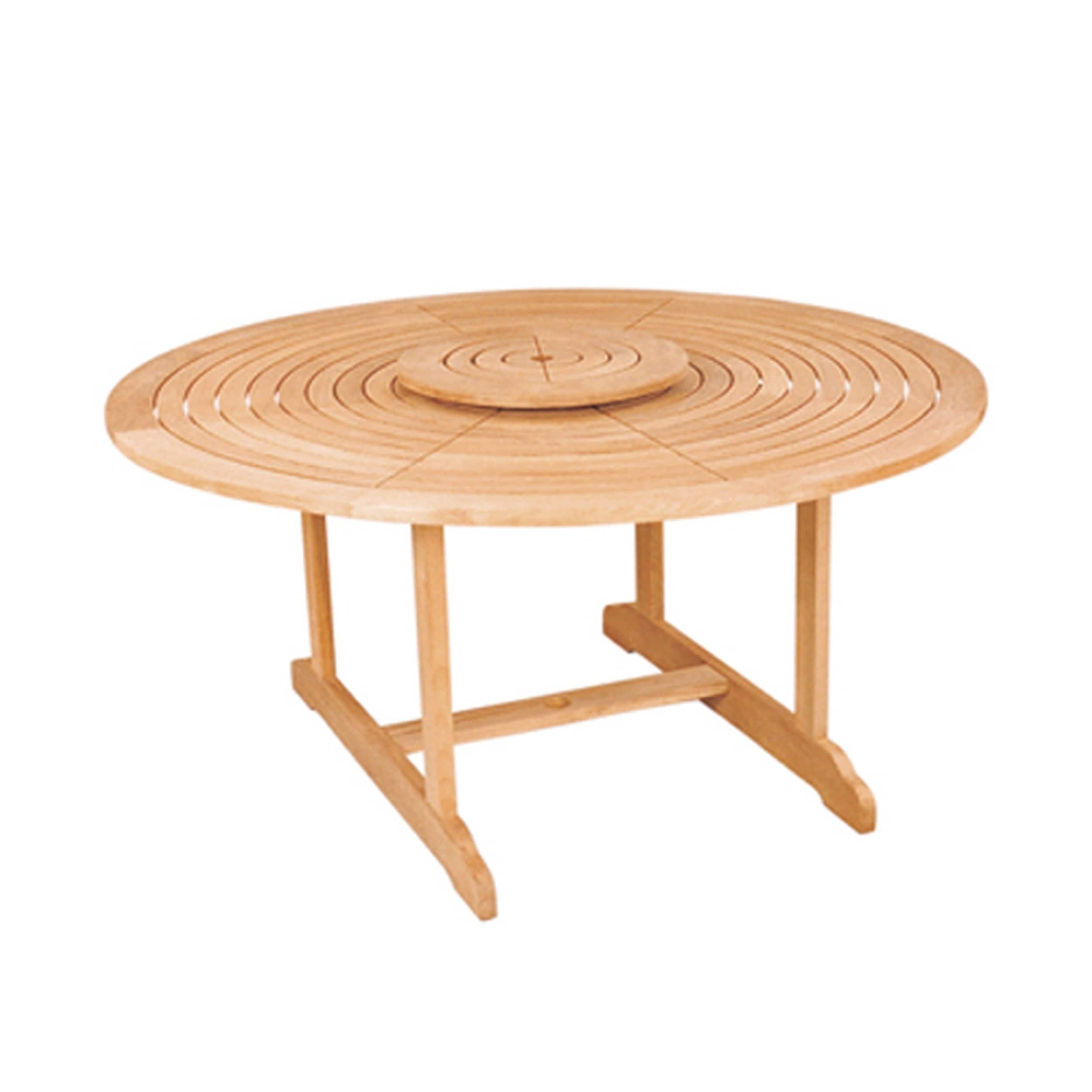 HiTeak Furniture Royal 59" Round Teak Wooden Patio Dining Table with Lazy Susan - image 2 of 3