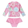 thumbnail image 2 of iEFiEL Girl's Pink Rash Guard Set Bathing Suit Long Sleeve Shirt with Skirt Bottom Swimsuit, 2 of 7
