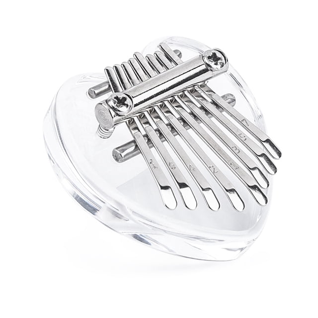 Mini Kalimba de 8 Notas con Diseño en Forma de Corazón, Hecho de Acrílico Transparente, Ideal para Músicos Principiantes y como Decoración Única, Incluye Cordón para Colgar.