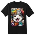 thumbnail image 2 of Plus Size Shirt for Women Black Tops for Women Short Sleeves Shirt for Women Cats T Shirt Crewneck Shirt for Women XL, 2 of 5