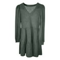 thumbnail image 3 of Sweater Dress for Women Fall Long Sleeve V Neck Ribbed Knit Dresses (Green L), 3 of 3