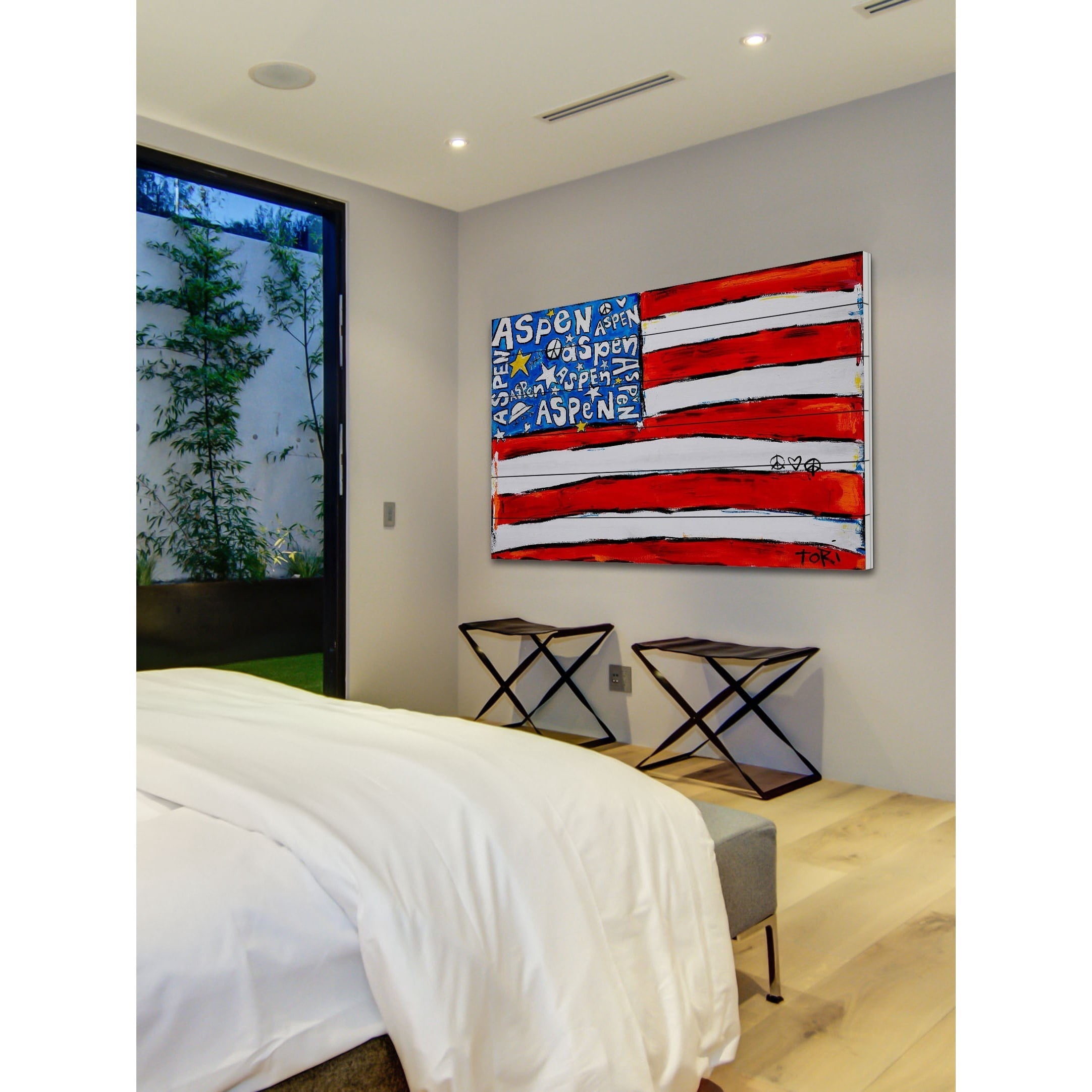 Marmont Hill "Aspen Flag" by Tori Campisi Painting Print on White Pine Wood