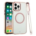 thumbnail image 5 of For Apple iPhone 13 Pro Case, Transparent Back Hybrid Case - Magnetic Circle, Color Frame, Metal Buttons, MagSafe Compatible Phone Cover (Rose Gold), 5 of 10
