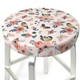 thumbnail image 3 of KLL Rose Flowers Round Bar Chair Cushion Cover 13 inch ,Bar Stool Protector with Elastic, Soft Washable, 3 of 6
