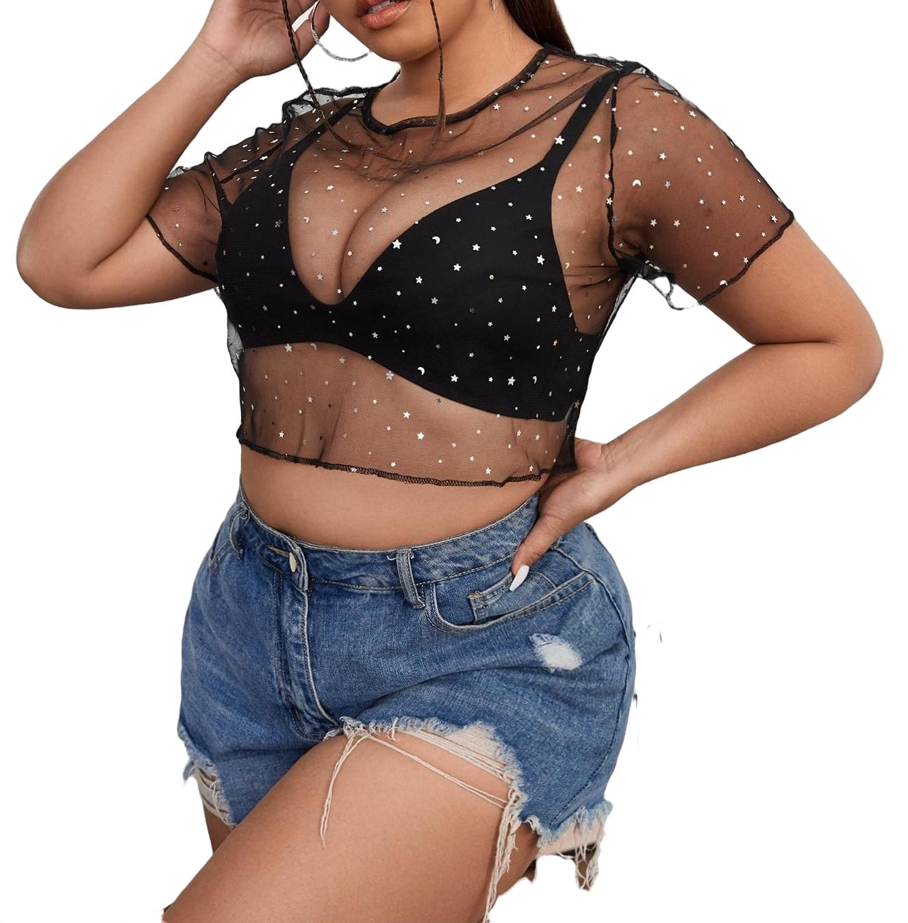 plus size sheer crop top