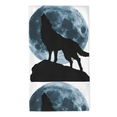 

Home Towels Full Moon Wolf Absorbent Hanging Hand Towel Small Bath Towel Decorative Kitchen Dish Guest Towel For Spa Gym Hote27.5x16in