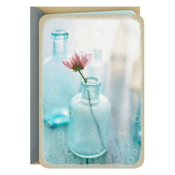 Hallmark Just Because Blank Card (Blue Jar with Pink Flower)