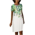 thumbnail image 1 of Vestido informal de manga corta con estampado de temperamento informal con cuello redondo para mujer Wmkox8yi  FGJ1837, 1 of 8