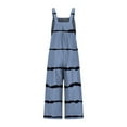 thumbnail image 6 of Gaecuw Jumpsuits for Women Casual Sleeveless Cold Shoulder Overall with Pockets Square Neck Band Collar Striped Printed Onesie One Piece Outfits Casual Long Pants Wide Leg Summer Romper Ankle Length, 6 of 6