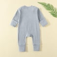 thumbnail image 4 of Newborn Boys Girls Clothes Infant Baby Romper Cotton Ribbed Knit Long Sleeve Front Zip Up Jumpsuit Onesie (9-12 Monthss, Gray), 4 of 8