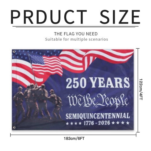250 Year American Anniversary Flag 4x6 Ft Outdoor Double Sided 250th Anniversary USA Flag 4th of July We-The-People Patriotic Flags For Outside Indoor Decor