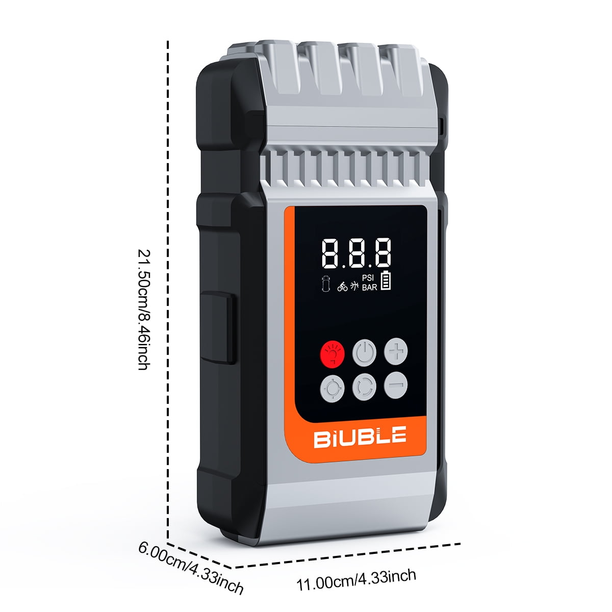 BIUBLE Portable Car Jump Starter with Air Compressor, 8000A Peak 12V Jump Box Car Battery Jumper Starter(All Gas/10.0L Diesel), 150PSI Digital Tire Inflator, LED Emergency, USB Cable, Emergency