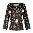 thumbnail image 4 of Kddylitq Women Christmas Fall Shirts 2024 Snowflakes Cute Print V Neck Top Casual Holiday Xmas Long Sleeves Gifts Sweatshirts Tops Dark Blue 2XL, 4 of 5