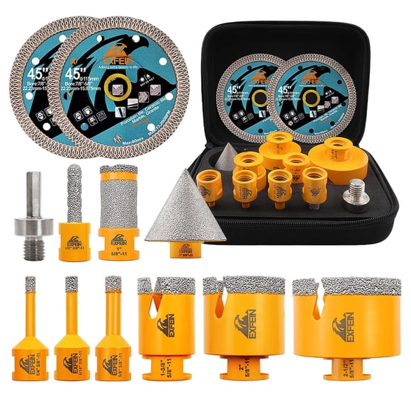 Kit de sierras perforadoras para azulejos de diamante EXFEIN, 12 unidades con brocas con núcleo