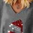 thumbnail image 3 of DYMADE Women Plus Size Christmas Wine Cup Printed Long Sleeve V-neck T-shirt, 3 of 4