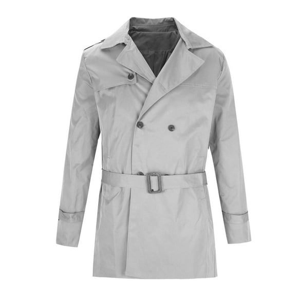 IYTR Men's Fashion Trench Coat Solid Color Double Breasted Long Sleeve Lapel Overcoat Classic Windbreaker Jacket Light Gray S