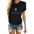 thumbnail image 1 of Innerwin Tee Manches Courtes Femmes Tops d'Été Travail Lettre de Chance Confortable T-Shirt Noir XL, 1 of 2