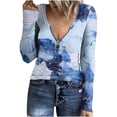 thumbnail image 2 of Puntoco - Camiseta de manga larga con cuello en V y estampado de moda de verano para mujer Puntoco Puntoco-1708, 2 of 6