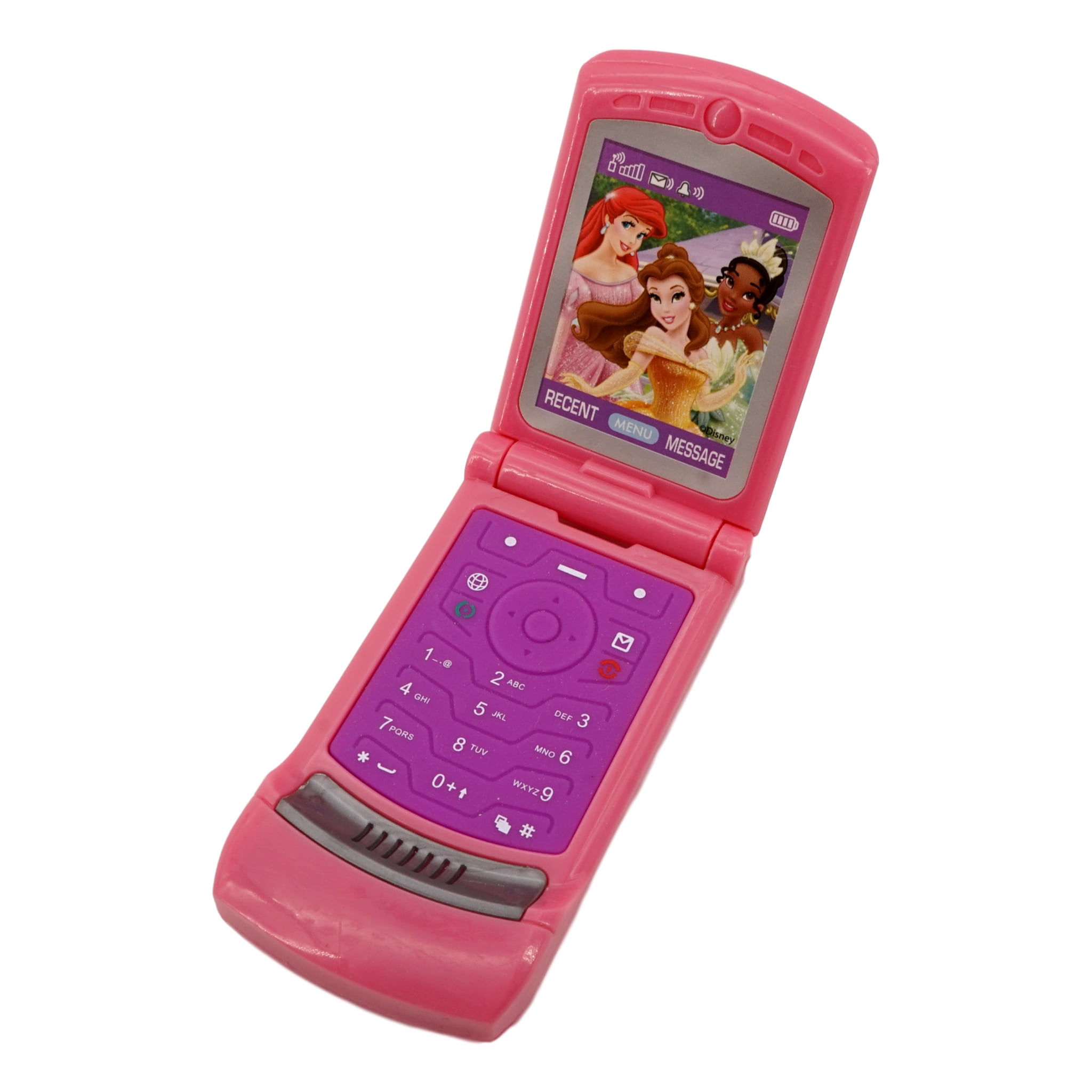Toy Flip Phone Princess, Pink Toy Toddler Pink Pretend Play Dialing Sounds 
